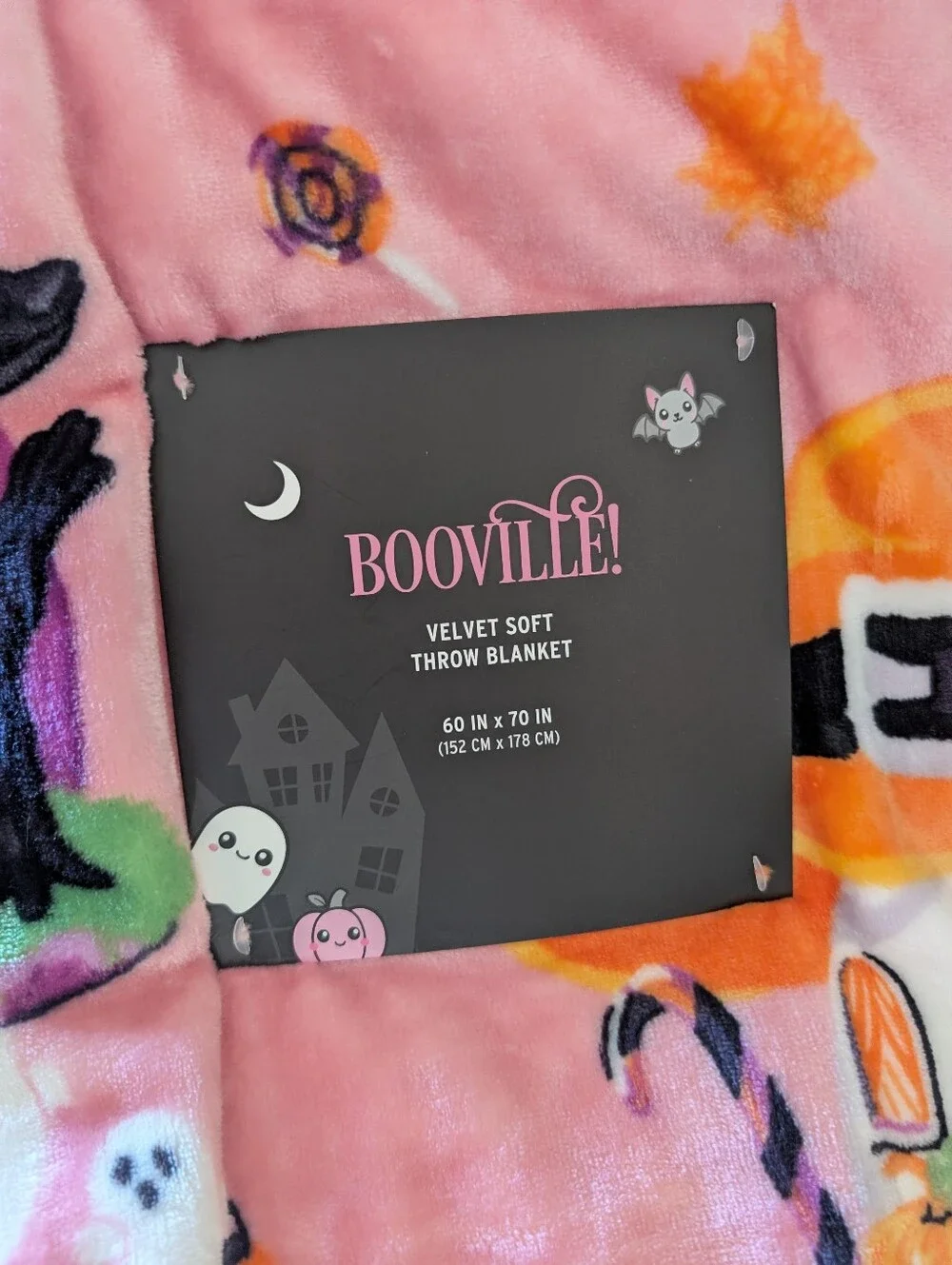 🎃🩷 Girly Pink Halloween Plush Throw Blanket 60x70 | BOOVILLE, NWT